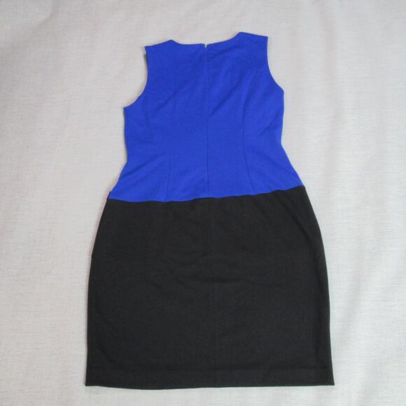 Calvin Klein Dress Womens Sz 12 Blue Black Colorblock Sheath Preppy Classy Work - Picture 4 of 9